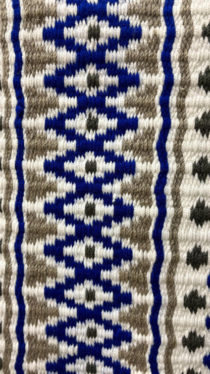 White Blue Grey Wool Western Saddle Pad – Aztec Diamond Show Pad | Horse Blanket Barrel Racing Rodeo Ranch Tack