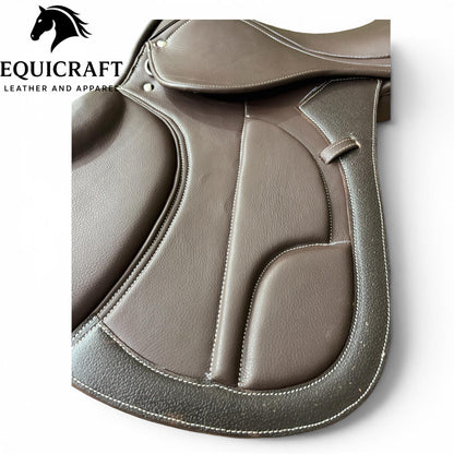 Brown Leather English Jumping Saddle | Close Contact Horse Saddle | Comfortable Riding Tack