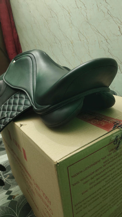 Black Leather Dressage Saddle | Long Flap English Saddle