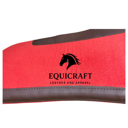 18 MM Red Woollen  Felt Saddle Pad with Leather | Western Riding Pad | 30X30" & 32X32"