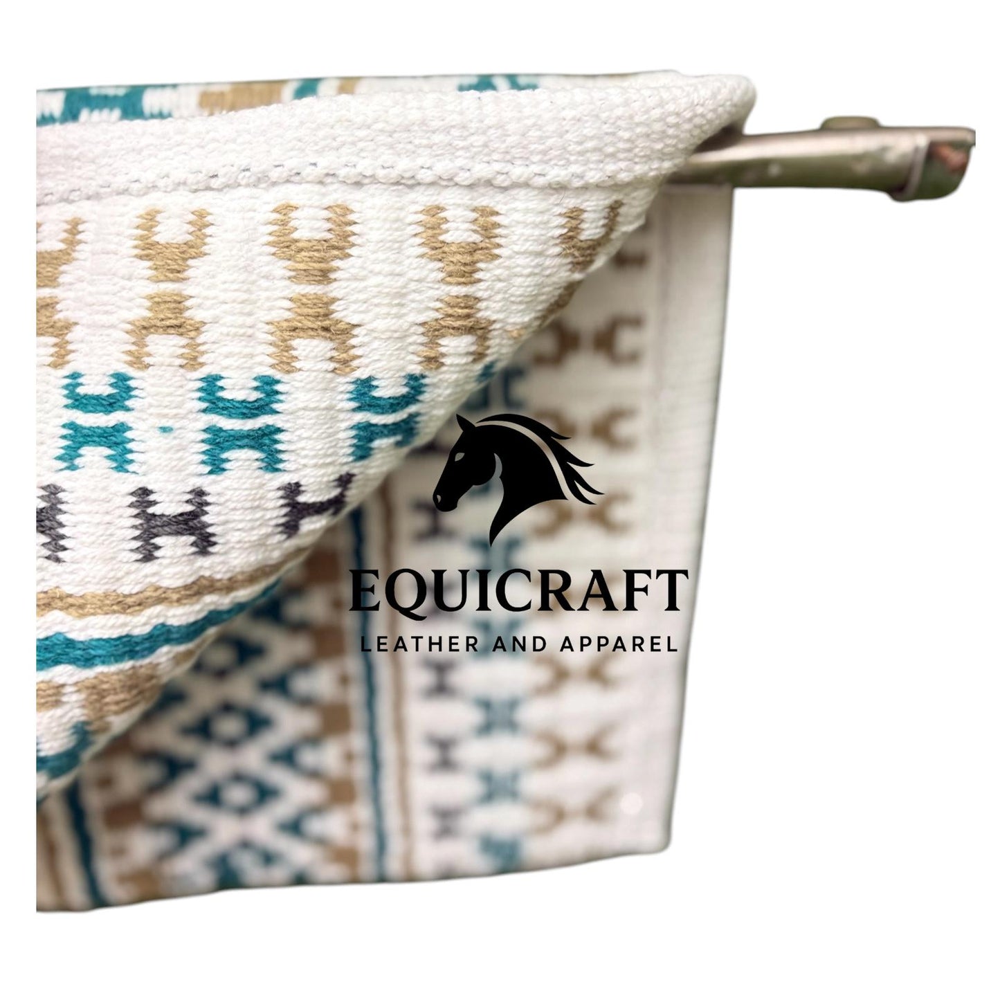 White Teal Tan Wool Western Saddle Pad Horse Blanket Barrel Racing Rodeo Tack Show Pad |