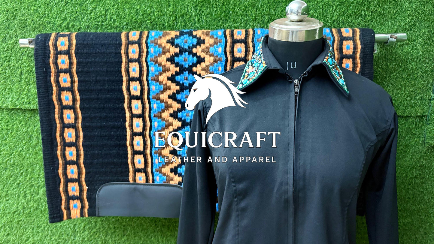 Western Show Set | Crystal Shirt + Handwoven Wool Saddle Blanket | Competition Horse Tack