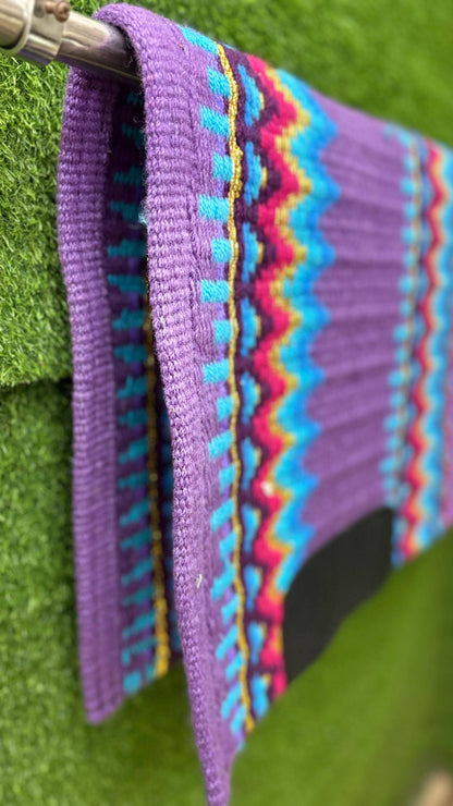 Western Saddle Pad | Purple Saddle Blanket | Wool Horse Pad | Multicolor Southwest Show Pad | Horse Tack Gift