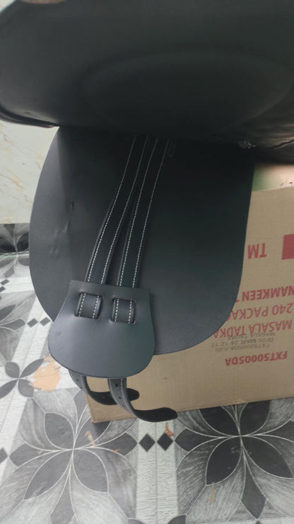 Black Leather Dressage Saddle | Long Flap English Saddle