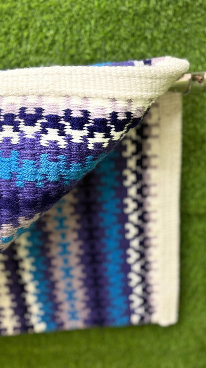 Western Saddle Pad | White Purple Blue Saddle Blanket | Wool Horse Pad | Southwest Show Pad | Horse Tack Gift