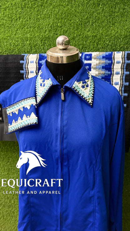 Western Showmanship Combo | Rhinestone Shirt & Handwoven Wool Blanket | Horse Show Outfit Set (All Sizes)