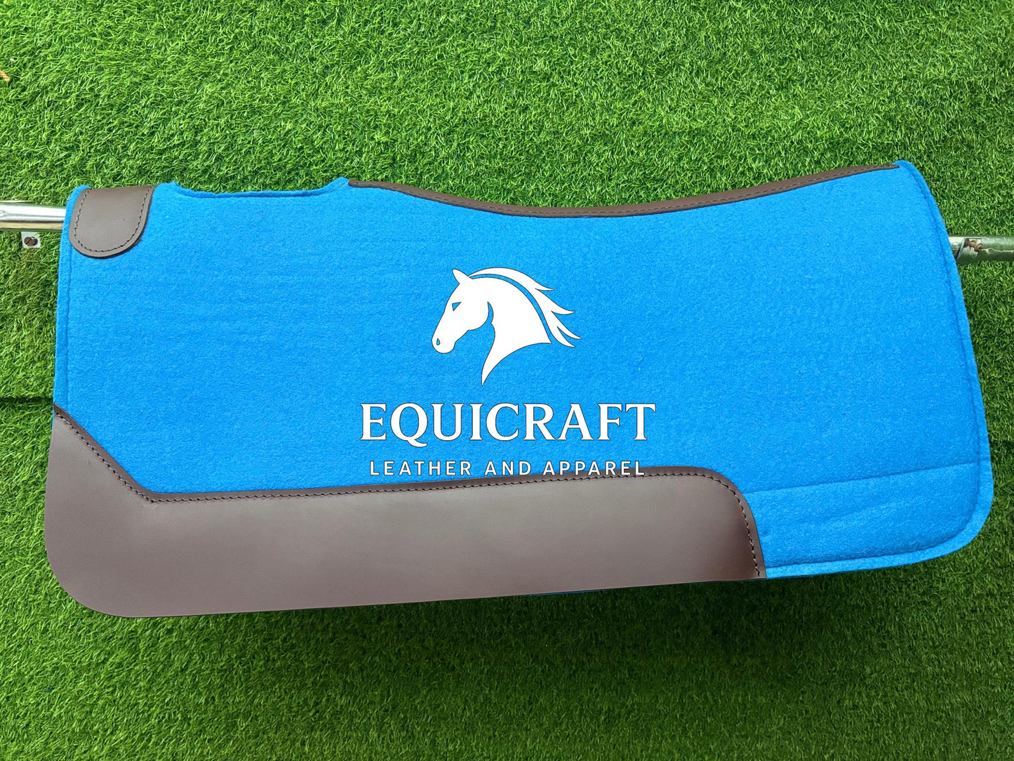 18 MM Blue Woollen  Felt Saddle Pad with Leather | Western Riding Pad | 30X30" & 32X32"