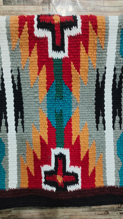 Multicolor Wool Western Saddle Blanket – Aztec Cross Show Blanket | Horse Pad Barrel Racing Rodeo Ranch Tack