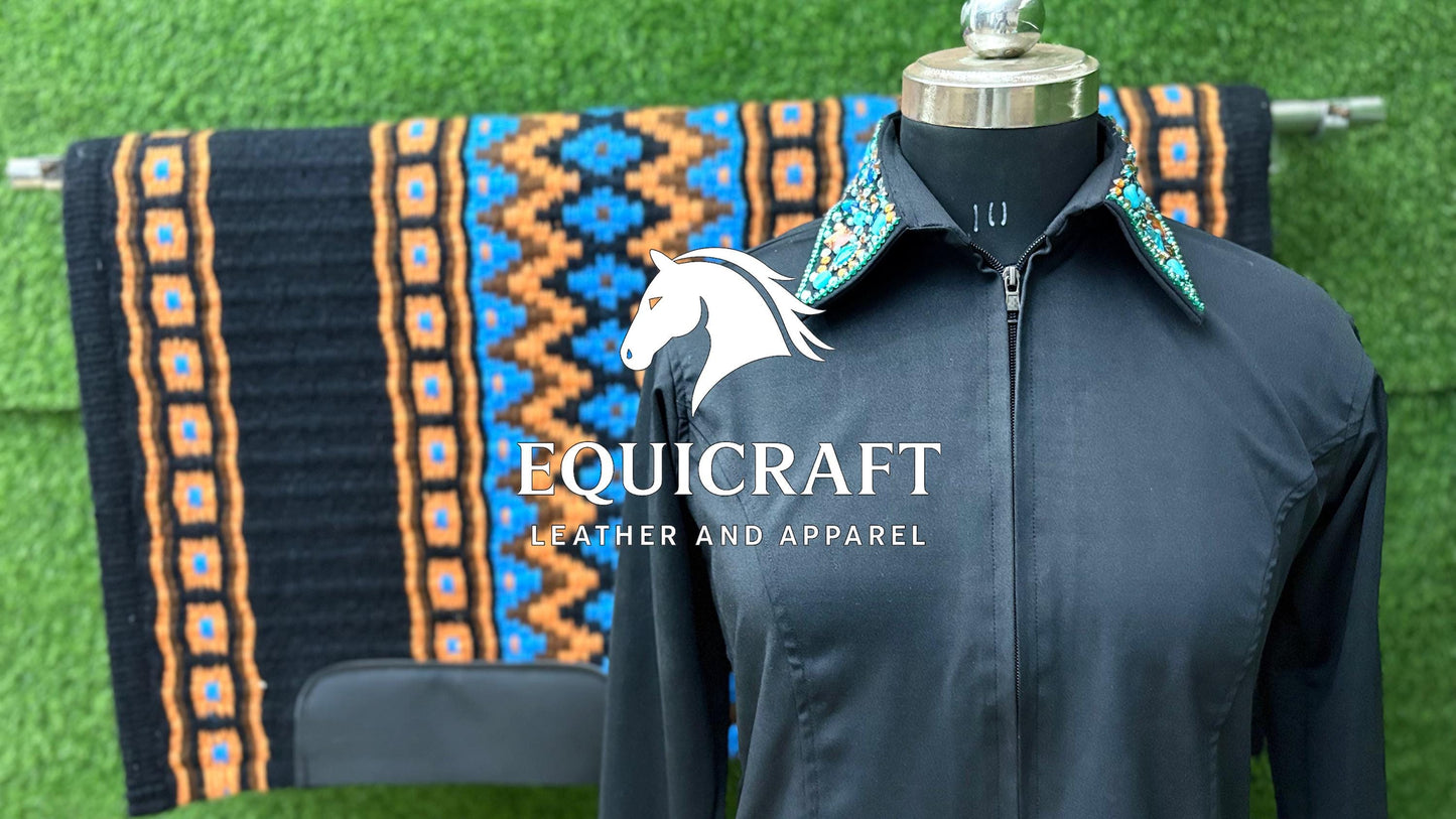 Western Show Set | Crystal Shirt + Handwoven Wool Saddle Blanket | Competition Horse Tack