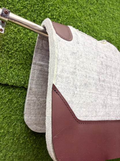 18 MM Grey Woollen  Felt Saddle Pad with Leather | Western Riding Pad | 30X30" & 32X32"
