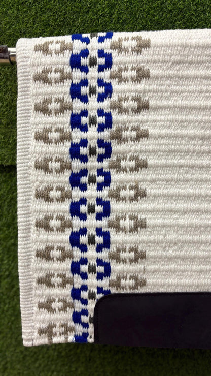 White Blue Grey Wool Western Saddle Pad – Aztec Diamond Show Pad | Horse Blanket Barrel Racing Rodeo Ranch Tack