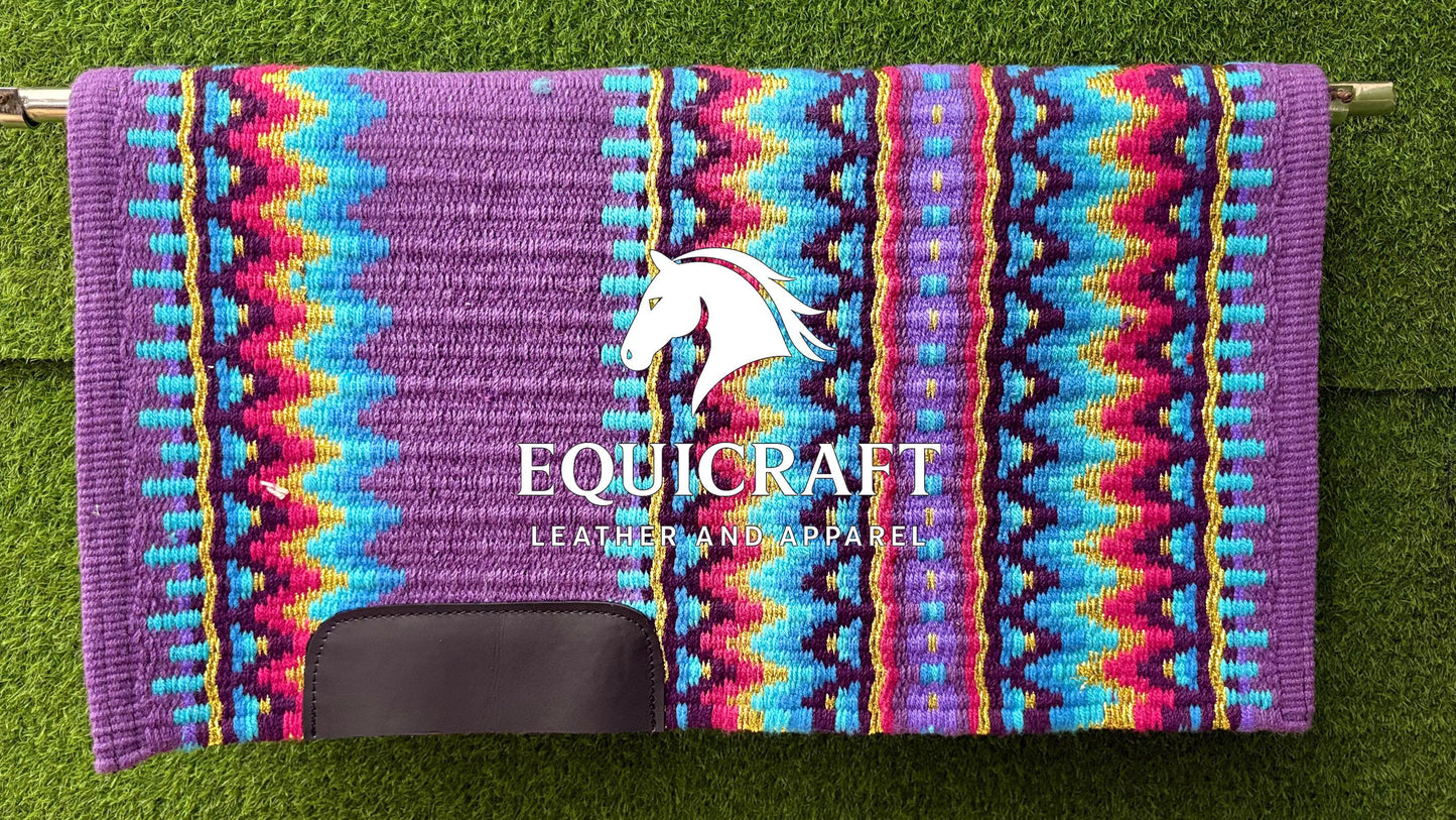 Western Saddle Pad | Purple Saddle Blanket | Wool Horse Pad | Multicolor Southwest Show Pad | Horse Tack Gift