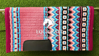 Pink Turquoise Wool Western Saddle Pad – Show Pad Blanket Barrel Racing Rodeo Tack