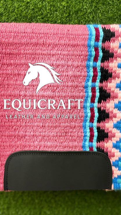 Pink Turquoise Wool Western Saddle Pad – Show Pad Blanket Barrel Racing Rodeo Tack