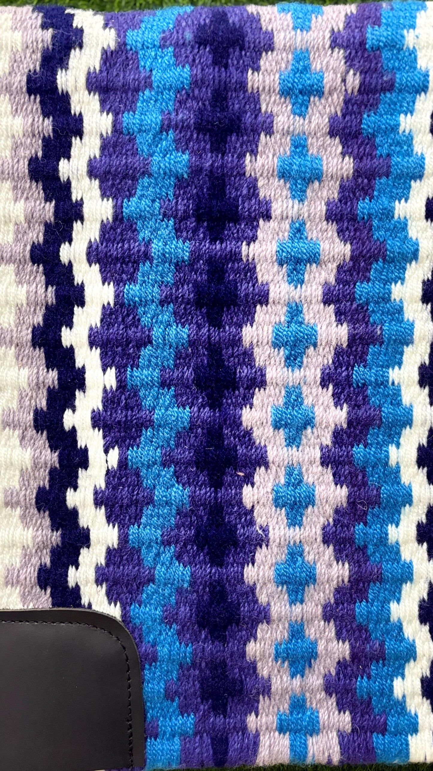 Western Saddle Pad | White Purple Blue Saddle Blanket | Wool Horse Pad | Southwest Show Pad | Horse Tack Gift