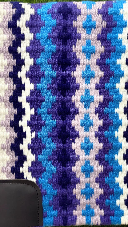 Western Saddle Pad | White Purple Blue Saddle Blanket | Wool Horse Pad | Southwest Show Pad | Horse Tack Gift