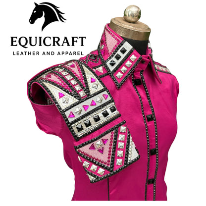 Pink Western Show Shirt | Rodeo Shirt Women | Cowgirl Show Clothing | Equestrian Apparel