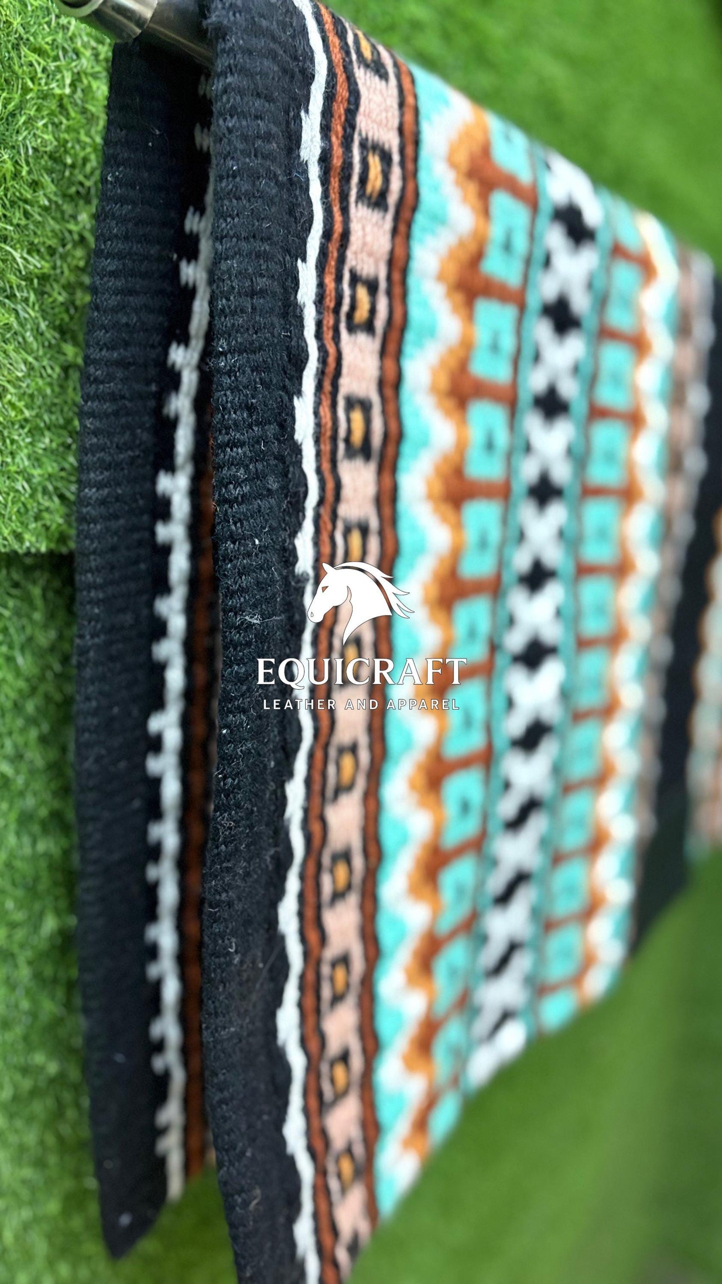 Western Saddle Pad | Black Turquoise Brown Saddle Blanket | Aztec Wool Horse Pad | Southwest Show Pad | Horse Tack Gift
