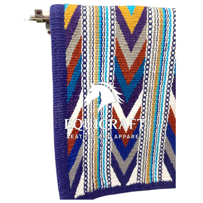 Purple Multicolor Wool Western Saddle Blanket – Aztec Chevron Show Blanket | Horse Pad Barrel Racing Rodeo Tack SIZE 34X42