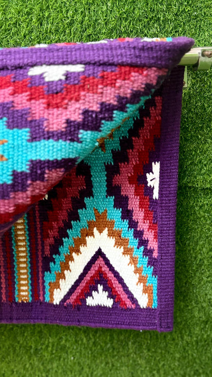 Purple Turquoise Wool Western Saddle Blanket – Aztec Diamond Show Blanket | Horse Pad Barrel Racing Rodeo Tack