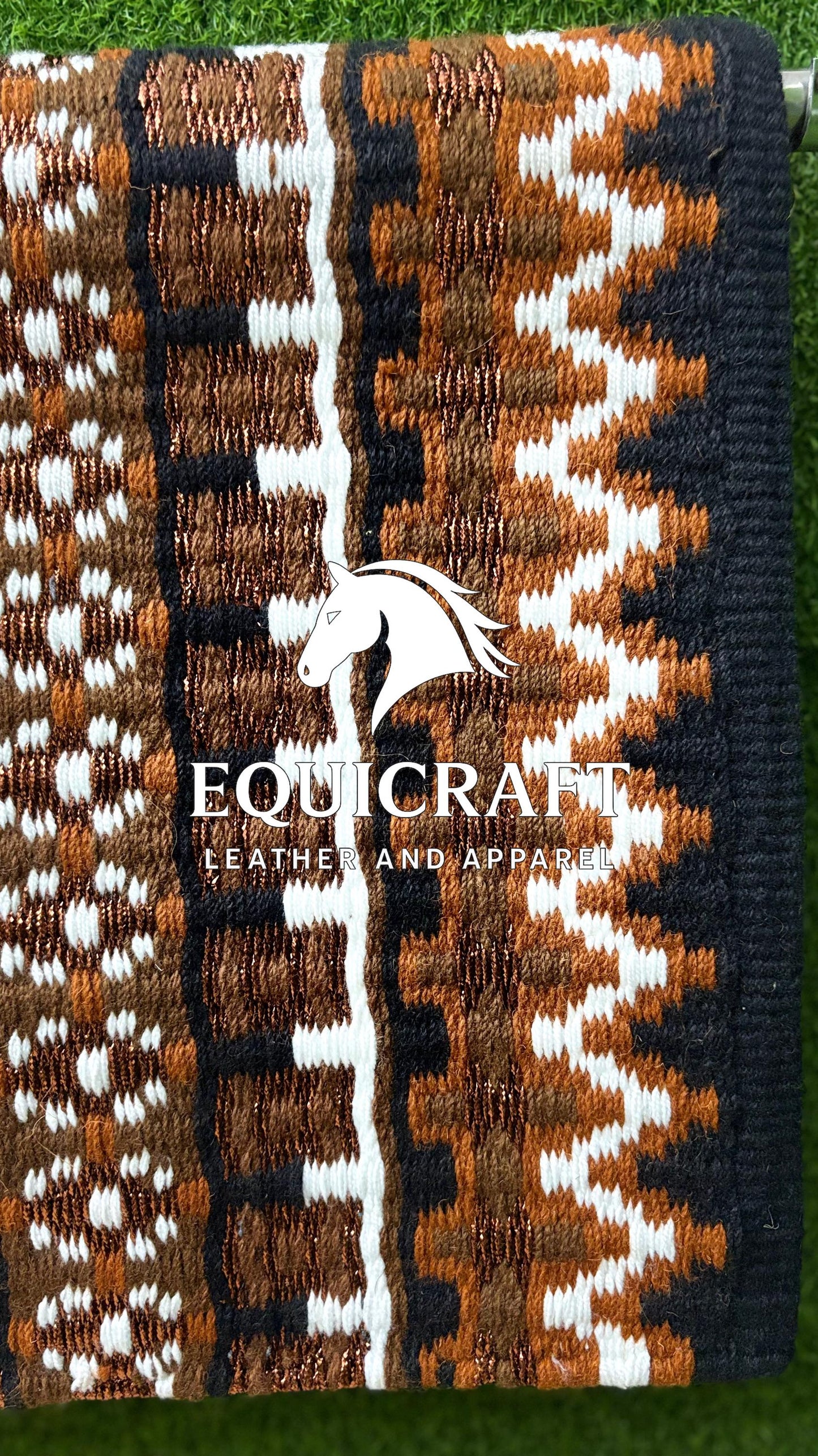 Aztec Western Show Saddle Pad | Black Brown Rust Wool Blanket | Hand-Woven Southwestern Horse Saddle Pad | Trail Pad Equestrian Gift