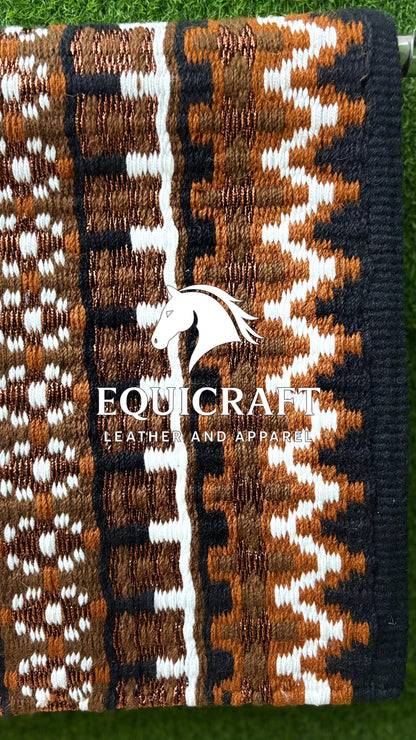 Aztec Western Show Saddle Pad | Black Brown Rust Wool Blanket | Hand-Woven Southwestern Horse Saddle Pad | Trail Pad Equestrian Gift