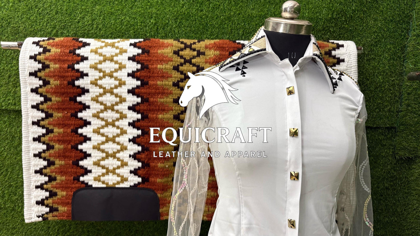 Western Showmanship Set | Crystal Show Shirt with Wool Saddle Blanket | Custom Options