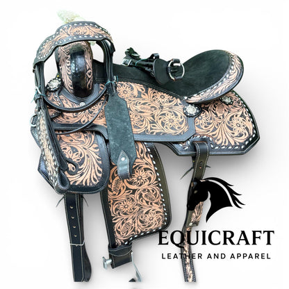Hand Tooled Leather Western Saddle with Tack Set