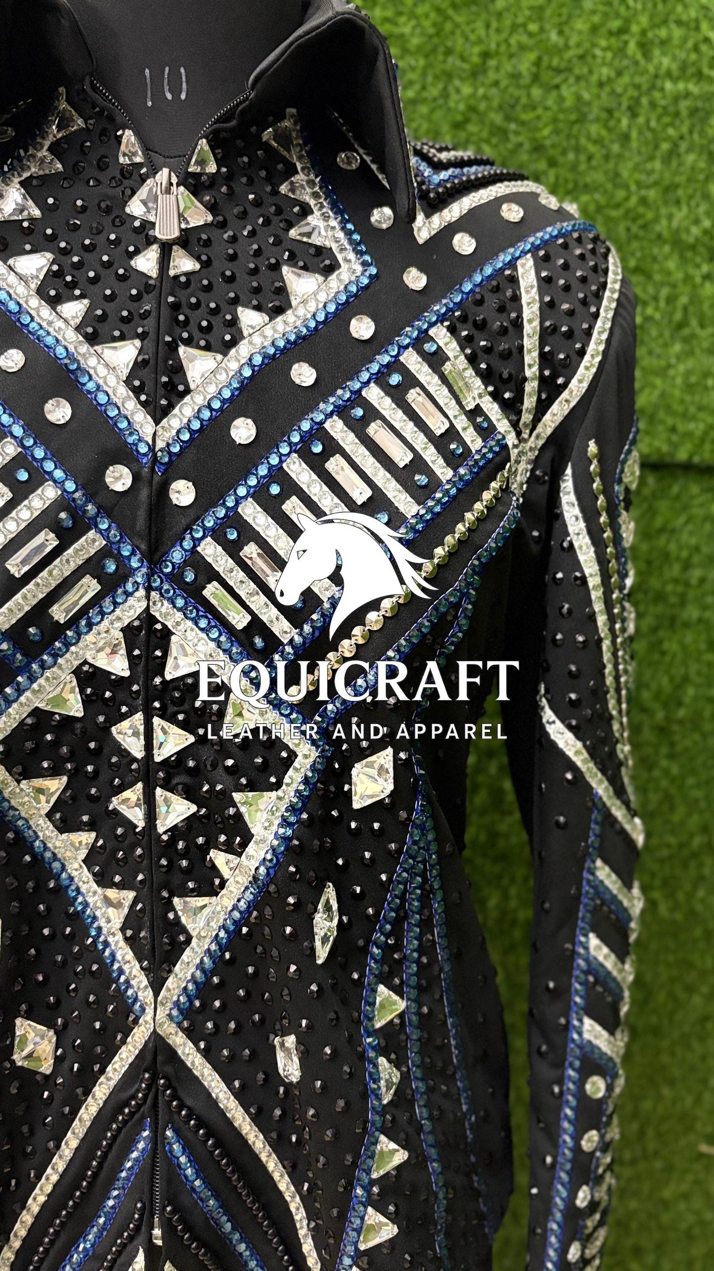 Western Showmanship Jacket | Hand-Embellished Crystal Riding Jacket | Competition Show Apparel (All Sizes)