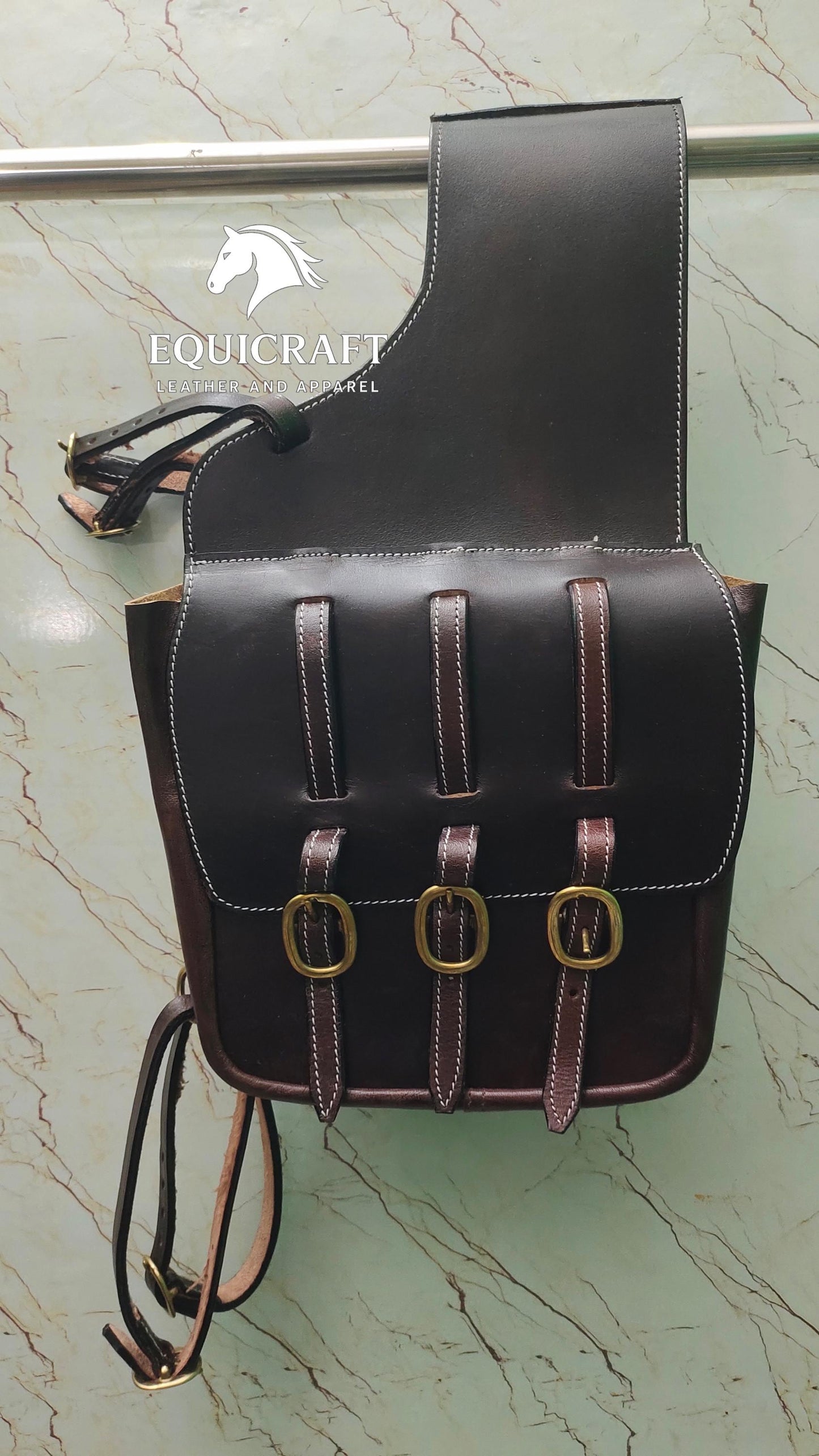 Western Saddle Bag Leather | Handmade Tooled Horse Tack | Trail Riding Gear Cowboy Style