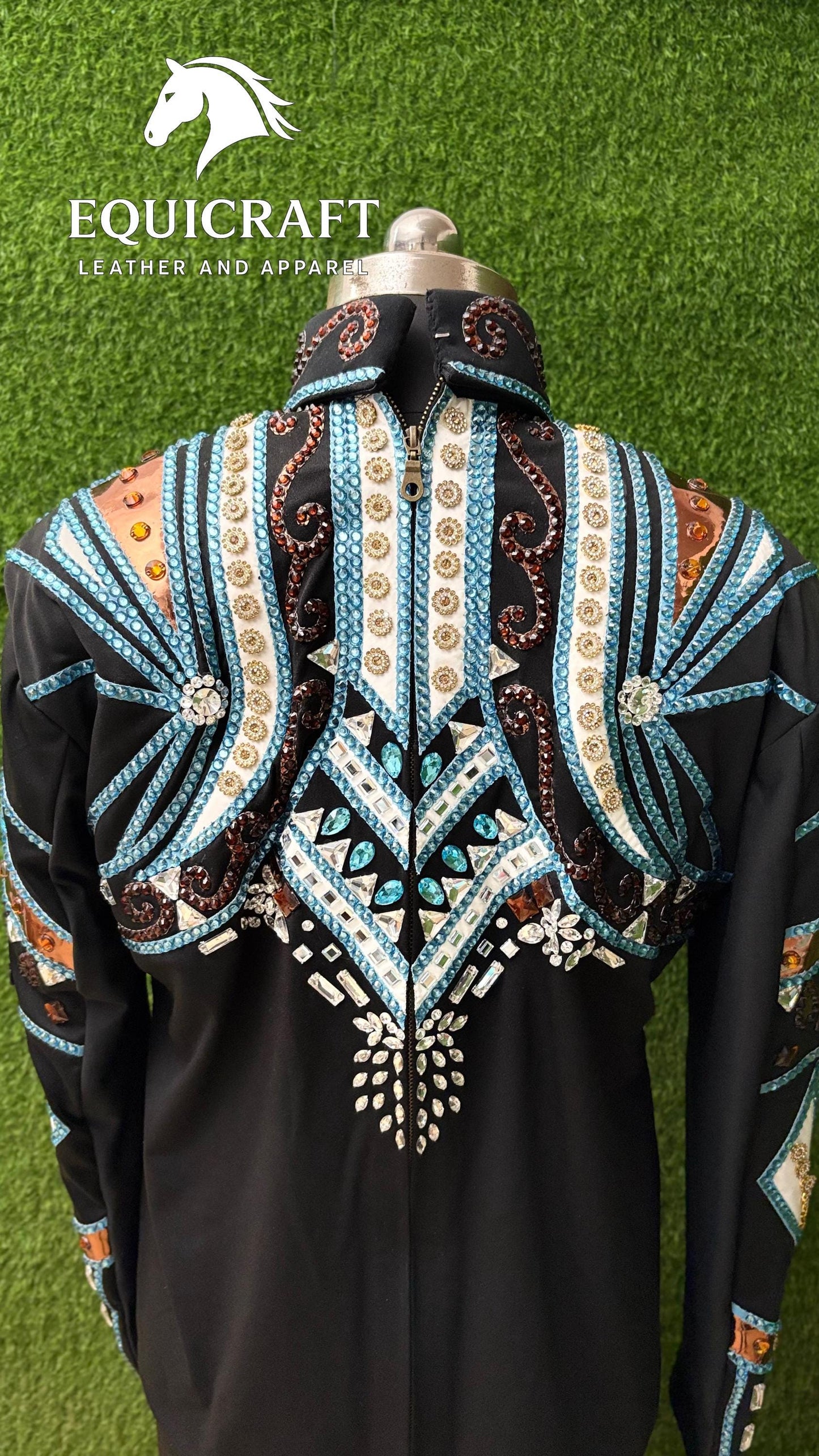 Western Showmanship Jacket | Hand-Embellished Crystal Show Jacket | Competition Riding Apparel (All Sizes)