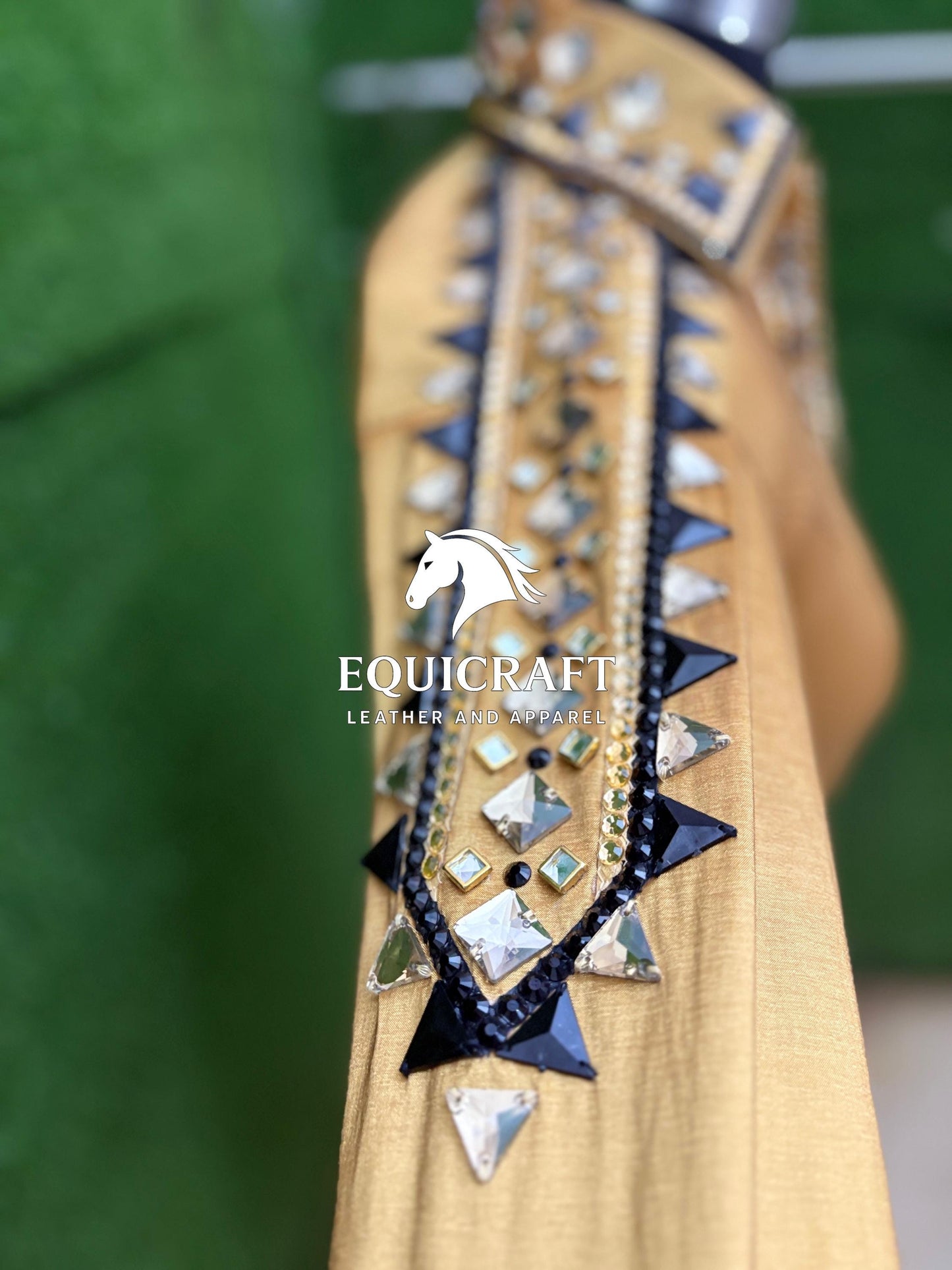 Womens Western Show Shirt | Gold Champagne Black Mirror Rhinestone Showmanship Shirt | Ladies Rodeo Queen Blouse | Horse Show Shirt