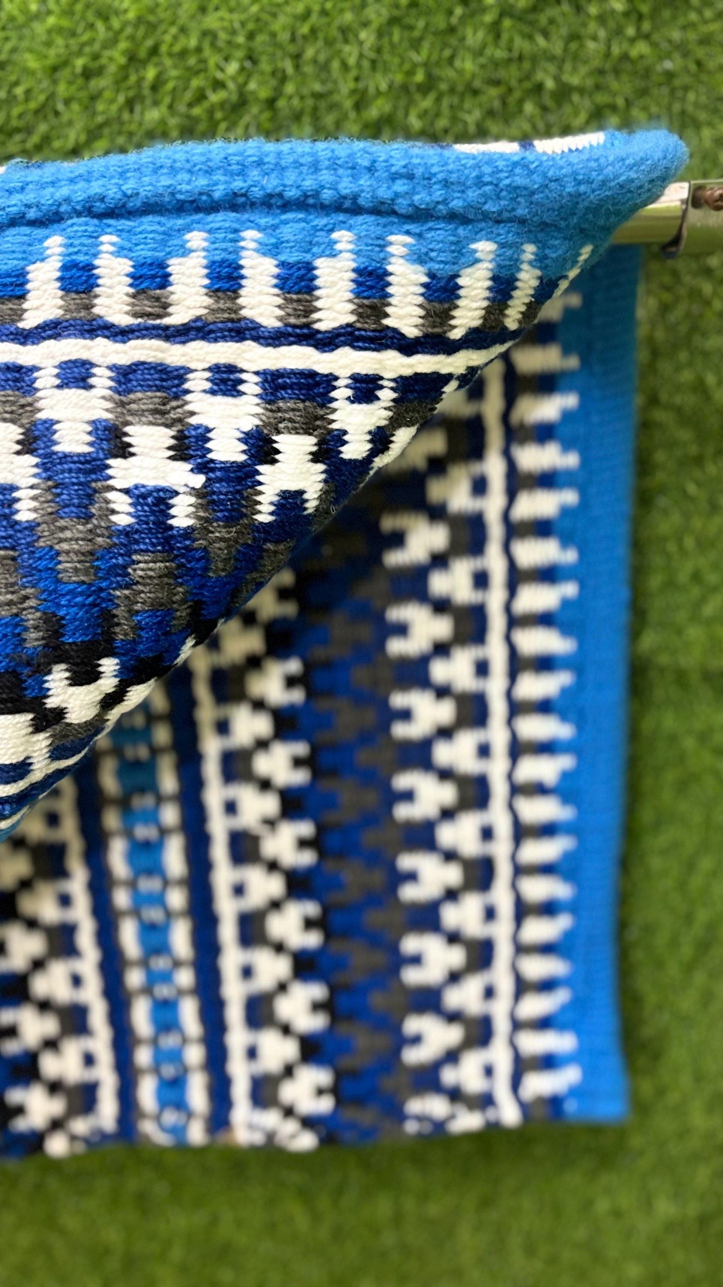 Western Saddle Pad Blanket | Show Pad | Blue Aztec Wool Horse Blanket | Trail Riding Pad | Horse Tack Gift