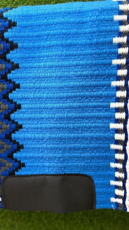Western Saddle Pad Blanket | Show Pad | Blue Aztec Wool Horse Blanket | Trail Riding Pad | Horse Tack Gift