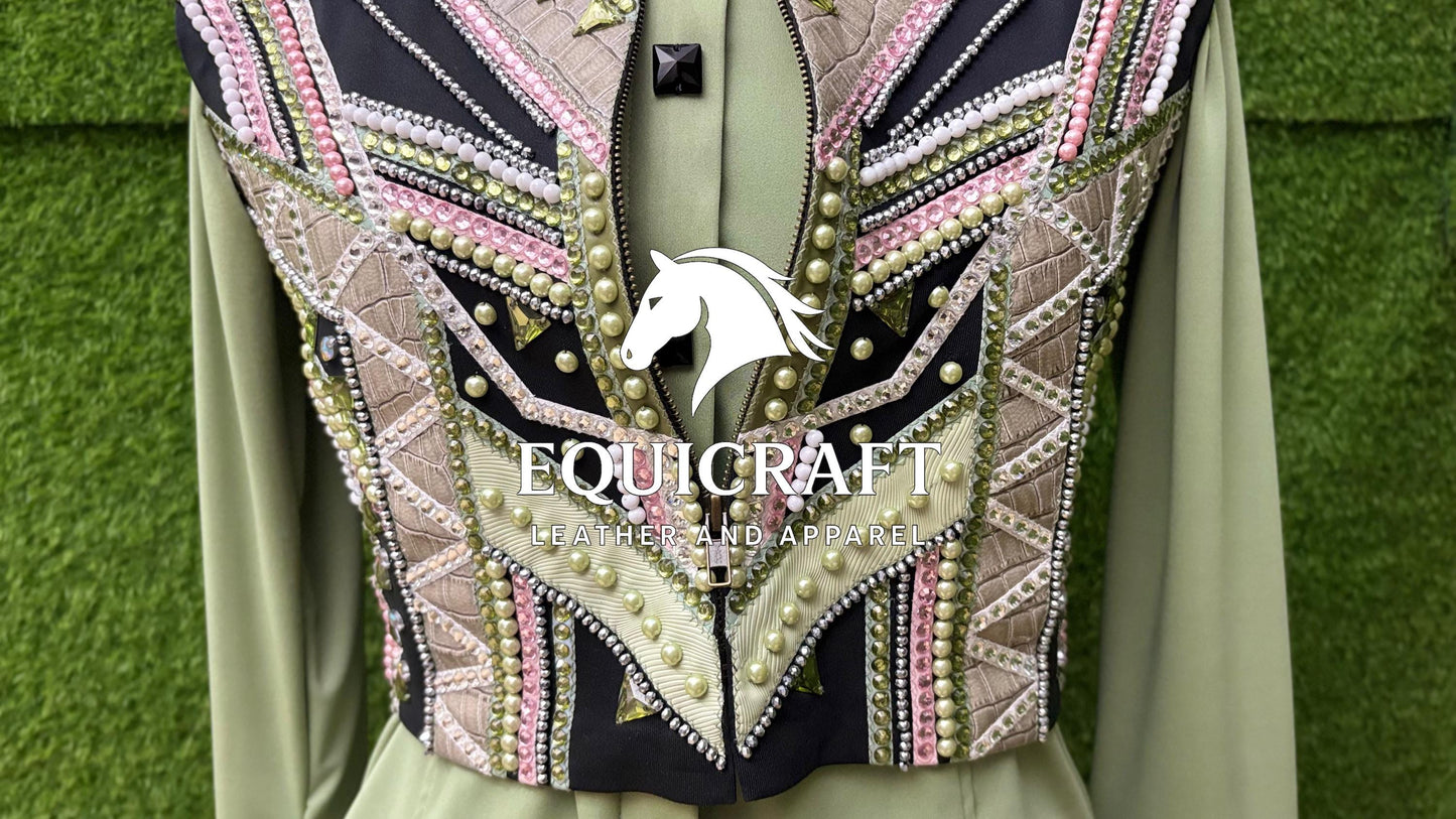 Light Green Bolero + Matching Long Sleeve Shirt western show Bolero Set All sizes