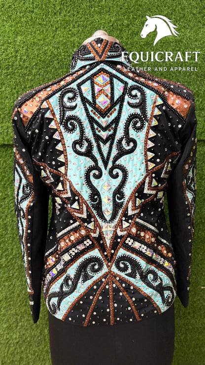 Western Showmanship Jacket | Hand-Embellished Crystal Riding Jacket | Competition Show Apparel (All Sizes)