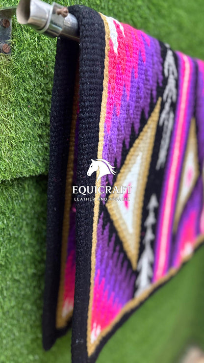 Hot Pink Purple Wool Western Saddle Blanket – Aztec Diamond Show Blanket | Horse Pad Barrel Racing Rodeo Tack SIZE 34X42
