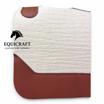 18 MM Cream  Woollen Felt Saddle Pad with Leather | Western Riding Pad | 30X30" & 32X32"