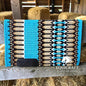 Western Wool Saddle Blanket, Turquoise Cream Brown Striped Southwestern Pattern, Horse Saddle Pad, Show Blanket New Size:-34x40