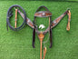 Turquoise Stone Tooled Leather Western Headstall & Breast Collar Set – Silver Concho Horse Tack | Barrel Racing Rodeo