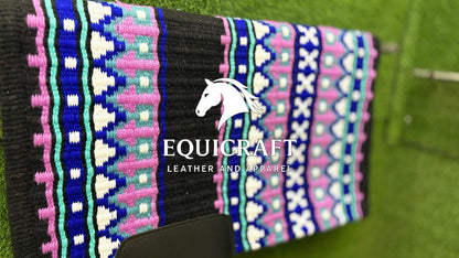 Handwoven Wool Saddle Blanket | Western Show Pad, Horse Tack