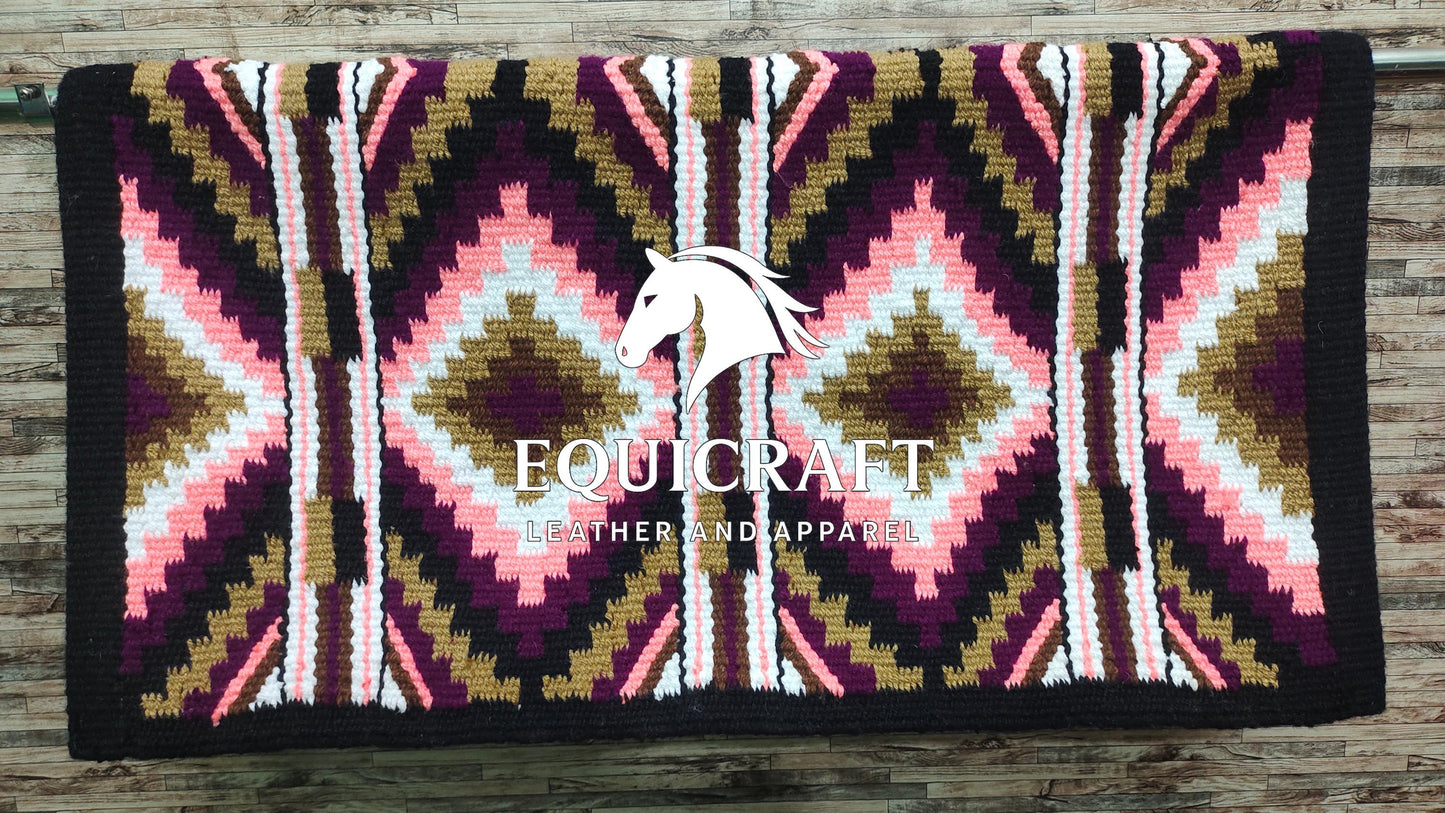 Western Saddle Blanket Handmade | Thick Wool Horse Saddle Pad | Cowboy Ranch Riding Blanket | Equestrian Tack | Trail Riding Gear