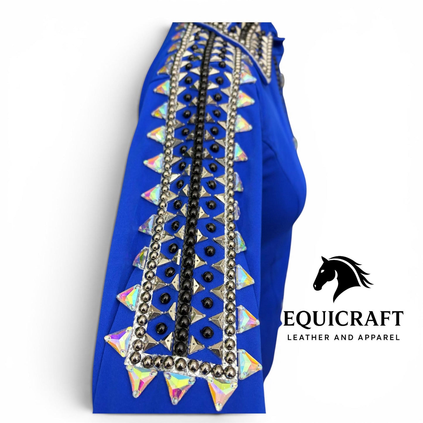 Royal Blue Western Show Shirt – AB Crystal Silver Stud Women's Rodeo Queen Top | Showmanship Horsemanship Equestrian