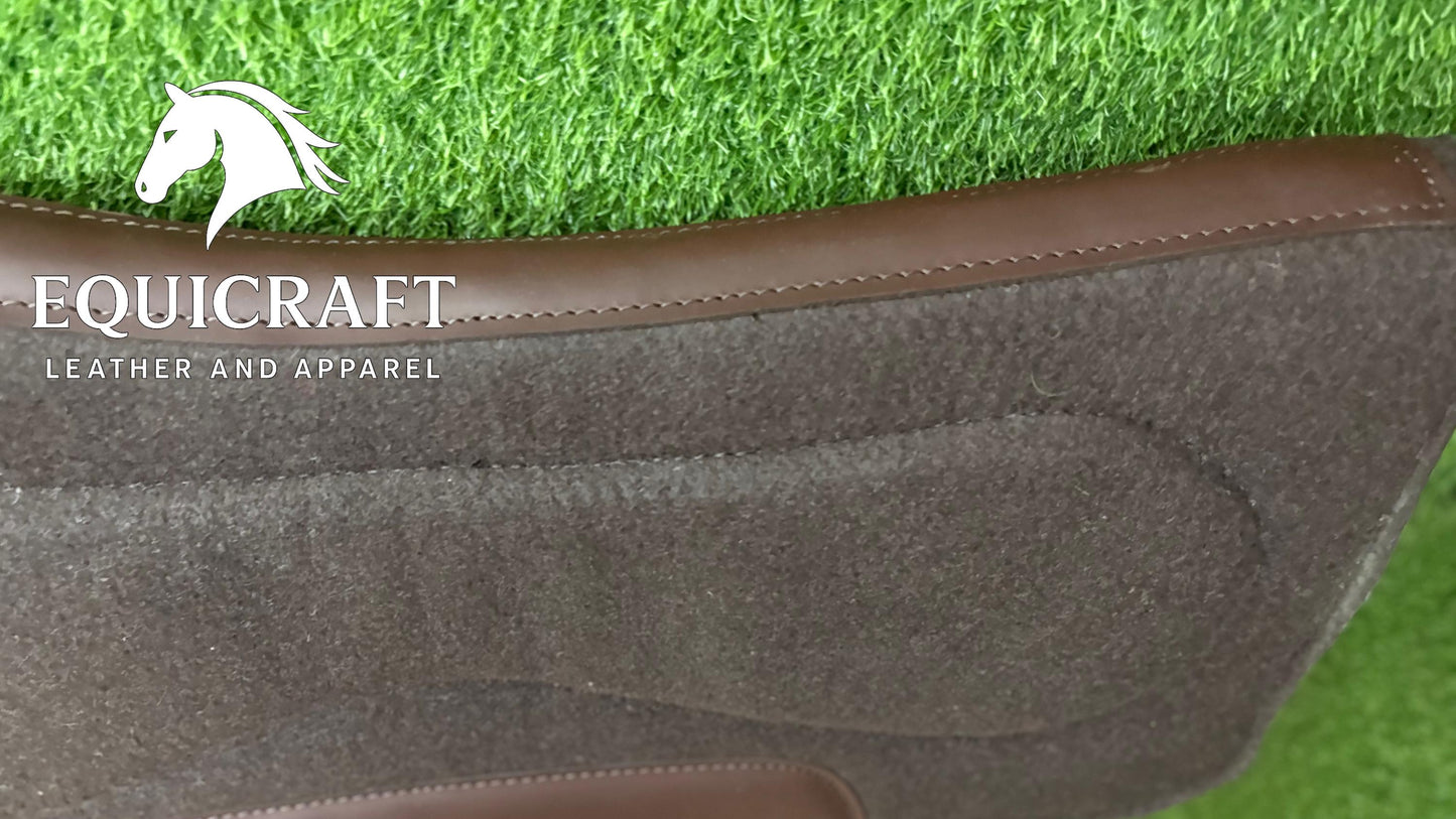 18 MM Brown Woollen  Felt Saddle Pad with Hand-Carved Leather | Western Riding Pad | 30X30" & 32X32"