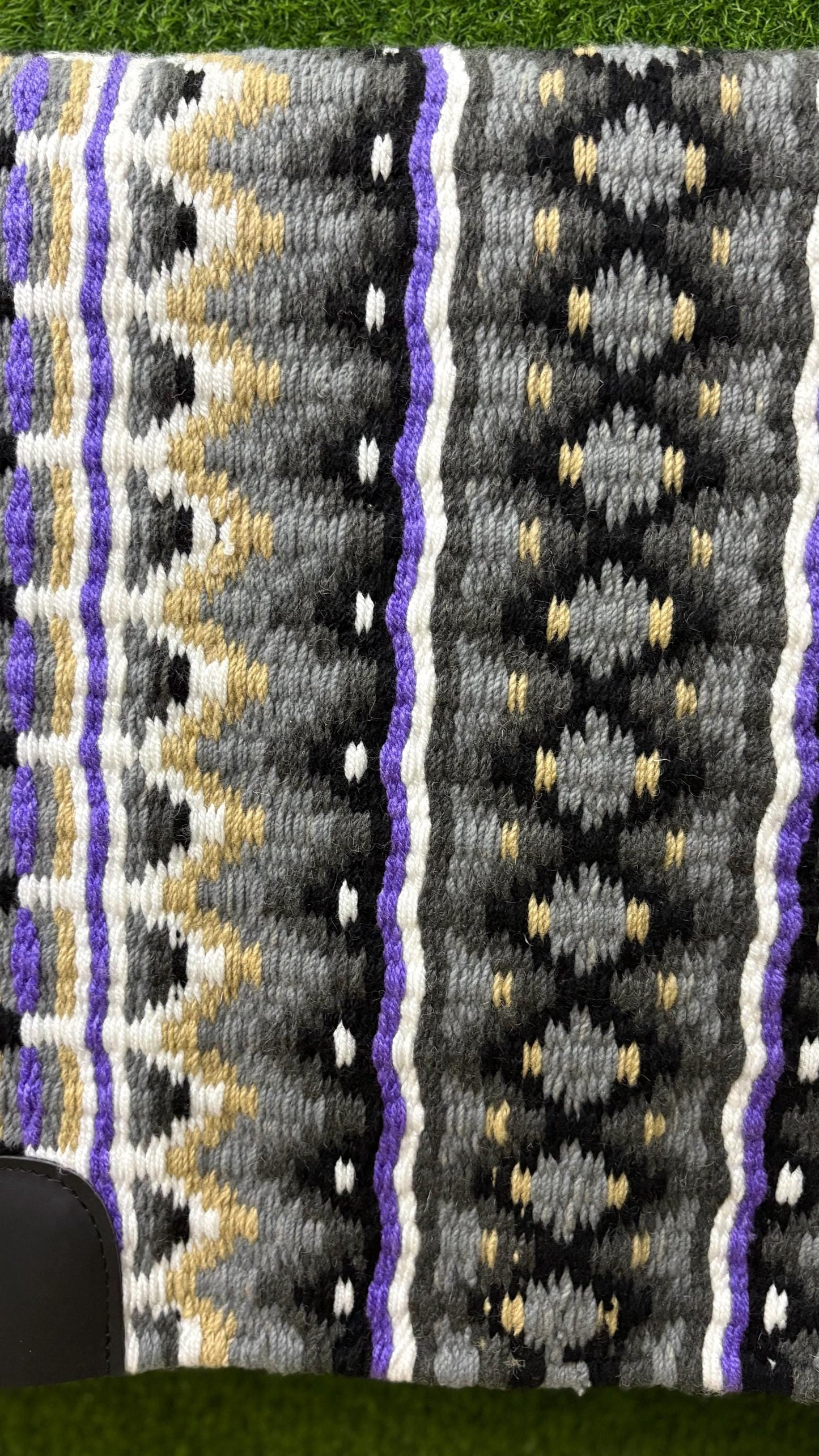 Handmade Western Saddle Pad | Purple Grey Saddle Blanket | Aztec Wool Horse Pad | Southwest Show Pad | Horse Tack Gift