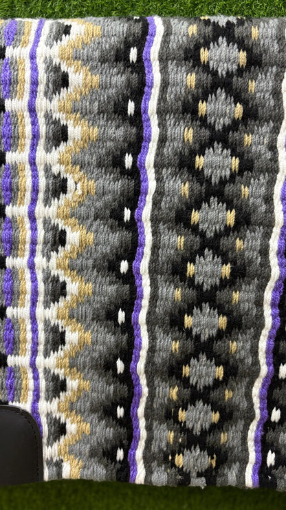Handmade Western Saddle Pad | Purple Grey Saddle Blanket | Aztec Wool Horse Pad | Southwest Show Pad | Horse Tack Gift