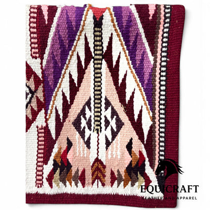 Western Wool Saddle Blanket, Burgundy Purple Pink Diamond Aztec Pattern, Southwestern Horse Saddle Pad, Show Blanket New