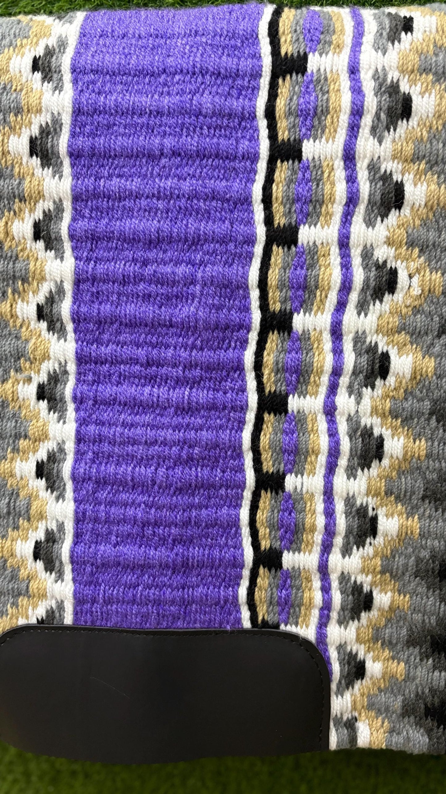 Handmade Western Saddle Pad | Purple Grey Saddle Blanket | Aztec Wool Horse Pad | Southwest Show Pad | Horse Tack Gift