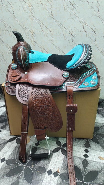 Handmade Western Leather Saddle With Tack | Trail & Barrel Racing