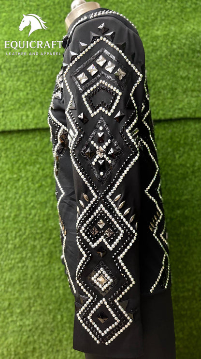 Black Western Showmanship Jacket | Hand-Embellished Crystal Show Jacket | Competition Riding Apparel (All Sizes)